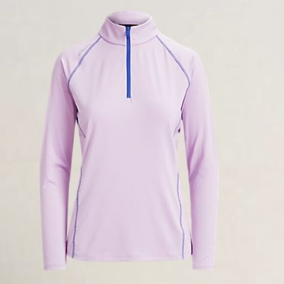 Ralph Lauren Recycled Airflow-ls 1/4ziRlx Golf Lavender Long Sleeve Top Sz M - Picture 1 of 16